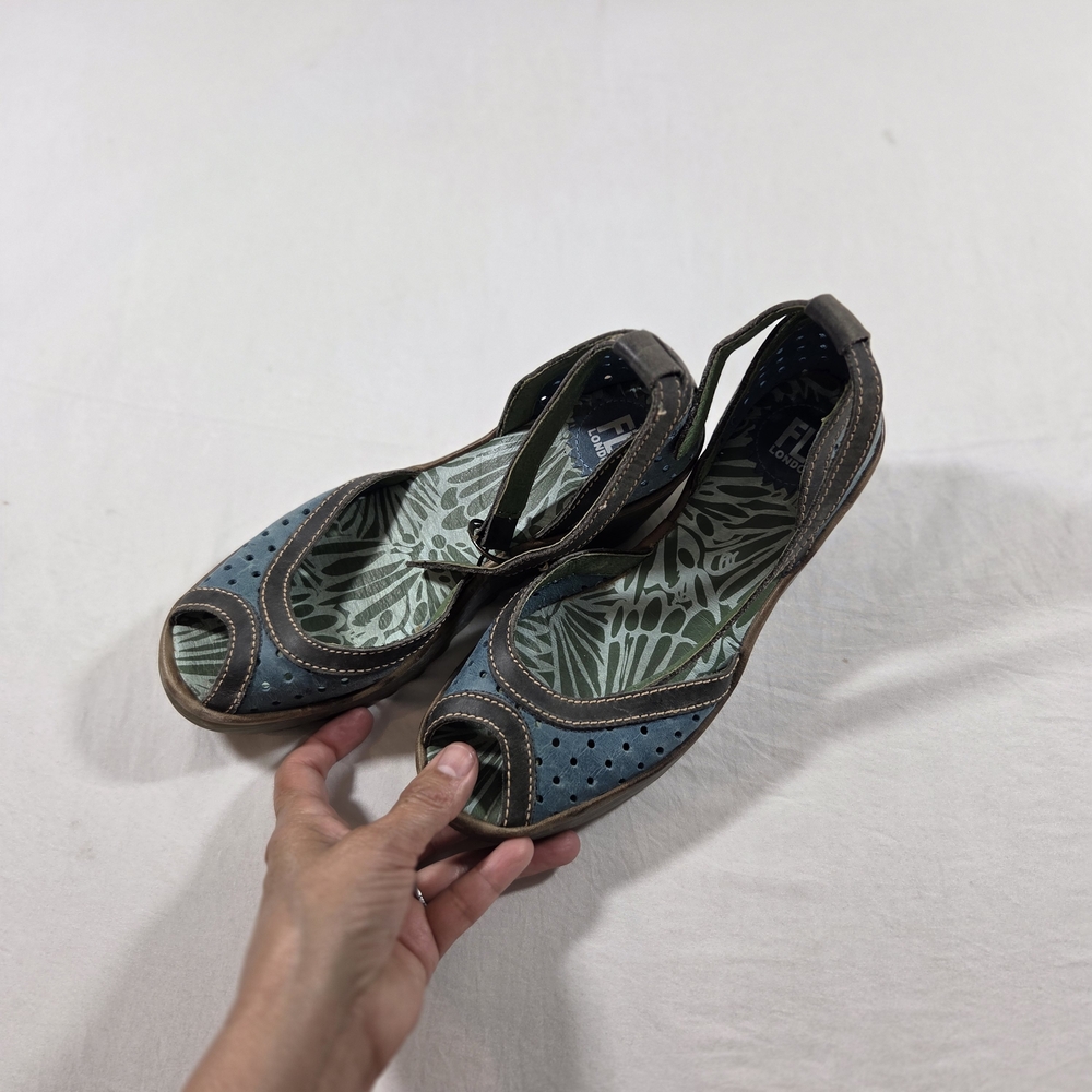 Fly London CLOGS Wedge Platform Shoes Blue Mary Jane Size 8 - Picture 8 of 8